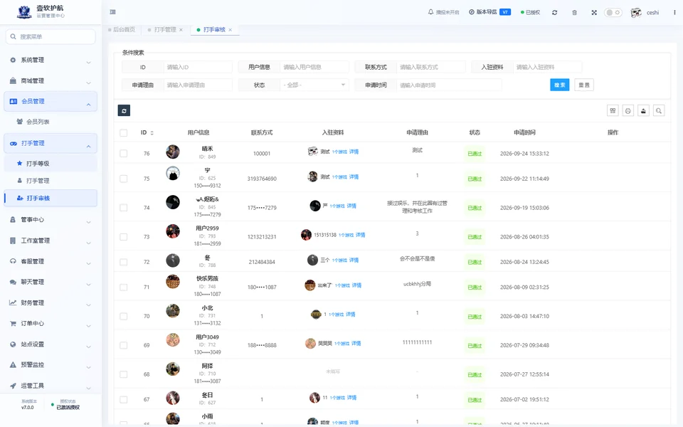 打手审核，可查看，采集于 2026-10-10